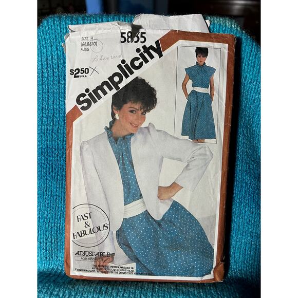 Simplicity Pattern 5835 dress fit flare midi blazer size 6 8 10 - Picture 1 of 5